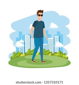 young and casual man character