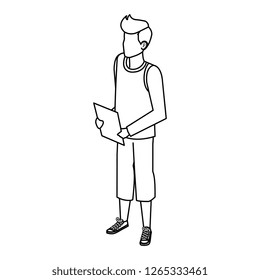 young and casual man with documents