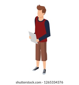 young and casual man with documents