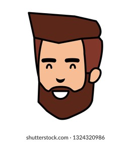 young and casual man head with beard