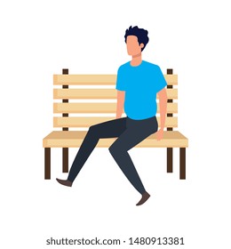 young and casual man seated in park chair character