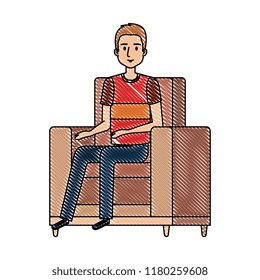 young and casual man at the sofa