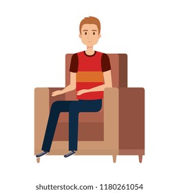 young and casual man at the sofa