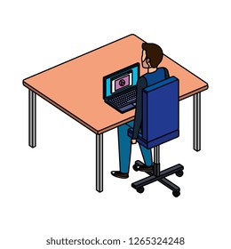 young and casual man in the workplace