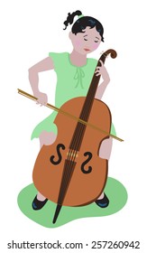 Young Cellist Simple, easy to edit vector illustration of a young girl practicing the cello. 