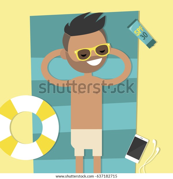 Young Character Lying On Beach Top Stock Vector (Royalty ...