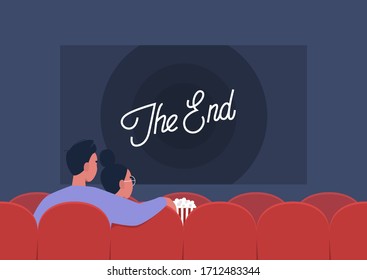 Young characters watching a movie in a cinema, entertainment industry