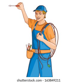 Young cheerful electrician
