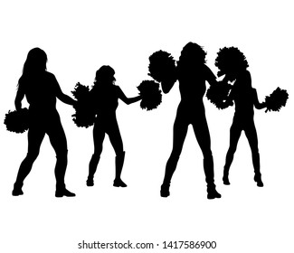 Young cheerleader in dress on white background