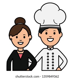 young chef with businesswoman