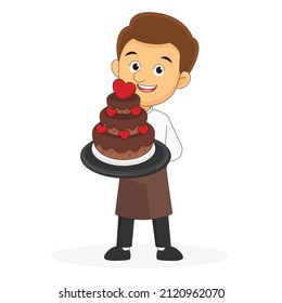 Young Chef with Chocolate Cake