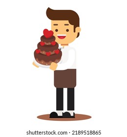 Young Chef with Chocolate Cake
