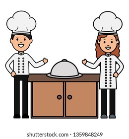young chef couple avatars characters