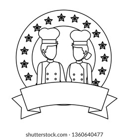 young chef couple avatars characters