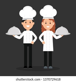 young chef couple avatars characters