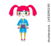Young chemist cartoon vector illustration. Talented creative kid making lab experiments isolated flat character on white background. Schoolgirl holding flasks and tubes with chemical liquid drawing