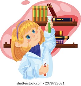 young chemist studies among books
