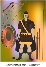 young chevalier with sward and arrows