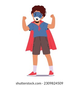 Young Child Boy Character With A Superhero-themed Painted Face, Exuding Excitement And Empowerment, Ready To Take On The World With Their Imaginative Powers. Cartoon People Vector Illustration