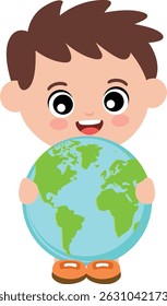 Young Child Embraces the World Globe