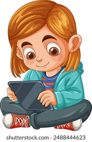 Young child engaged with a tablet