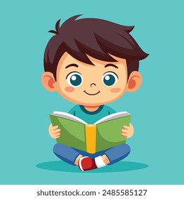 Niño pequeño absorto en la lectura