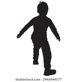 A young child running in silhouette