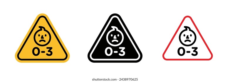 Young Child Safety Hazard Sign. Warning for Ages 0-3. Baby Protection Caution Symbol