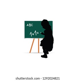 young child silhouette drawing on school table