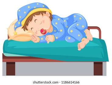Niña que duerme en la ilustración de la cama