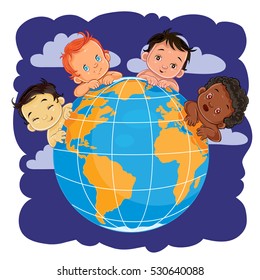 Young children of different nationalities located around the globe