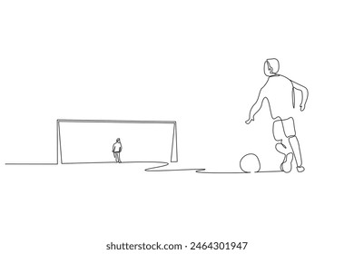 young children football field goalkeeper match game play sport life one line art design vector