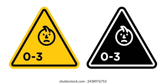 Young Children Hazard Warning. Not Suitable for 0-3 Years. Infant Safety Caution Symbol