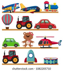 Young Children Toy on Shelf illustration