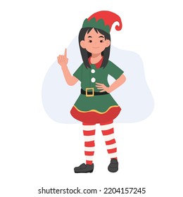 Joven hijo de duendes de navidad está haciendo introducción. ilustración vectorial