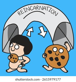 Young Chubby Lady Reincarnated From A Woman To A Cookie Concept Cartoon Character illustration