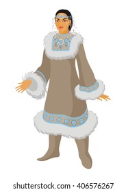 the young Chukchi woman in national clothes