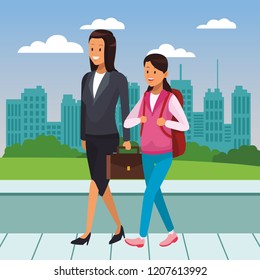 young city people cartoon