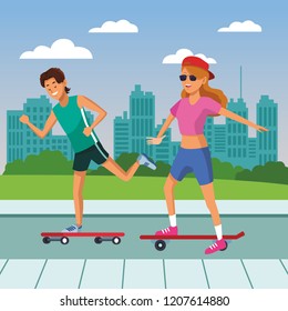 young city people cartoon