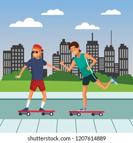 young city people cartoon
