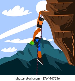 
jóvenes escaladores conquistan acantilados rocosos, ilustración vectorial