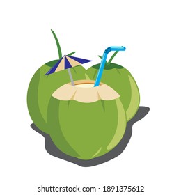 El coco joven está delicioso cuando se bebe durante el día