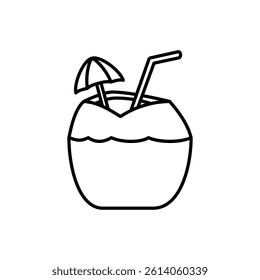 young coconut ice icon, simple flat style, illustration, logo sign symbol pictogram template, for ui or ux isolated on white for mobile app, editable