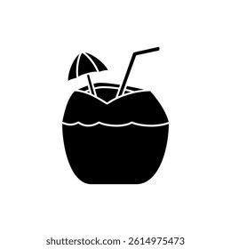 young coconut ice icon, simple flat style, illustration, logo sign symbol pictogram template, for ui or ux isolated on white for mobile app, editable