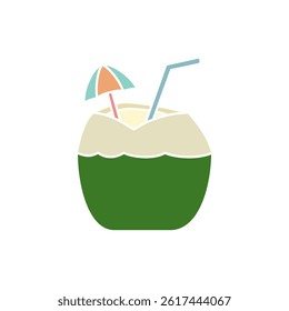 young coconut ice icon, simple flat style, illustration, logo sign symbol pictogram template, for ui or ux isolated on white for mobile app, editable