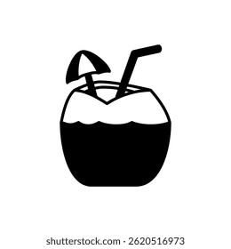 young coconut ice icon, simple flat style, illustration, logo sign symbol pictogram template, for ui or ux isolated on white for mobile app, editable