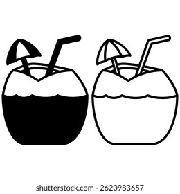 young coconut ice icon, simple flat style, illustration, logo sign symbol pictogram template, for ui or ux isolated on white for mobile app, editable