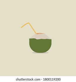 young coconut ice simple flat design vector