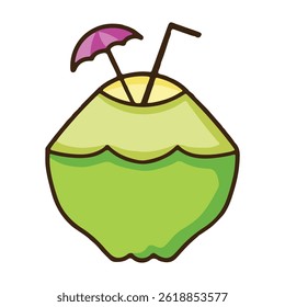 young coconut icon with colored style