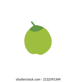 icono del coco joven aislado en verde sobre fondo blanco